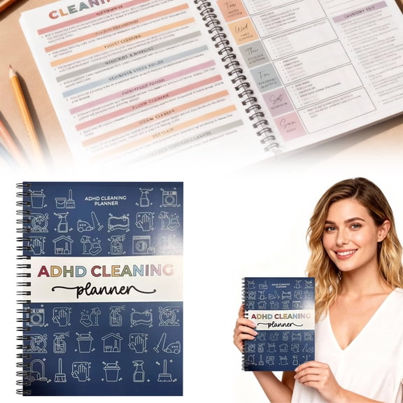 ADHD Cleaning Planner for Adults & Teens 2026 - Daily, Weekly & Monthly Chore Organizer,Household Task Checklist & DIY Templates,Stress-Free Home Management,Motivational Cleaning Journal,adhd planner