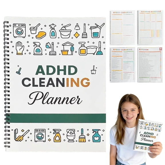 ADHD Cleaning Planner for Adults and Teens,ADHD Cleaning and Organizing Planner Cleaning Schedule and Checklist Notebook List Daily Weekly Monthly for Home Chore Chart ADHD Daily Planner