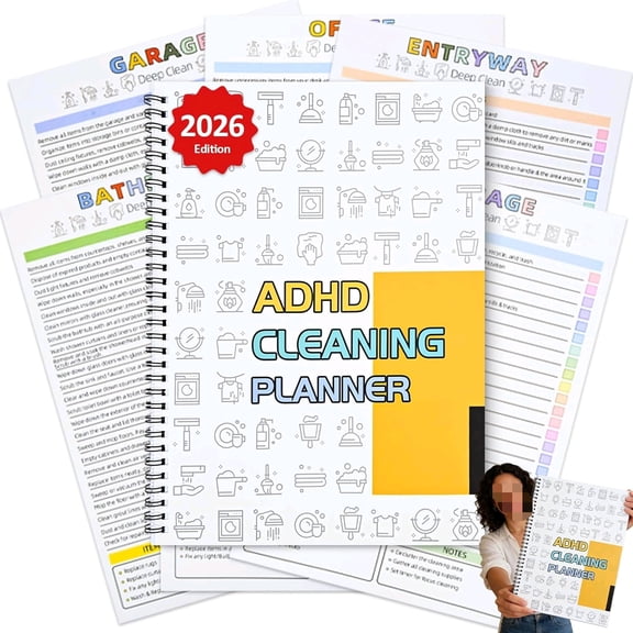 ADHD Cleaning Planner for Adults and Teens  Undated Cleaning Schedule & Organizing Checklist with Daily, Weekly & Monthly Tasks for Home Management and Chore Tracking