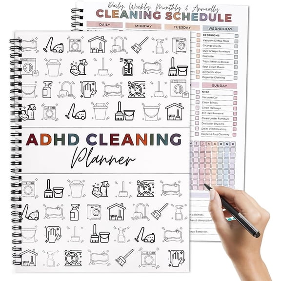 ADHD Cleaning Planner for Adults & Teens  Undated Daily Weekly Monthly Yearly Cleaning Schedule and Checklist Organizer with Chore Chart, Habit Tracker, and DIY Home Improvement Templates