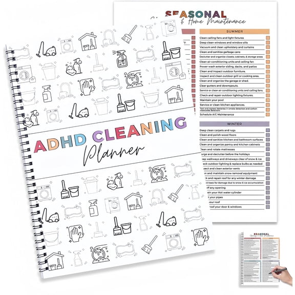 ADHD Cleaning Planner for Adults Undated Daily, Weekly & Monthly Cleaning Schedule & Checklist Household Chores Organizer Notebook for Home Management, Routine Tracking Family Cleaning Tasks