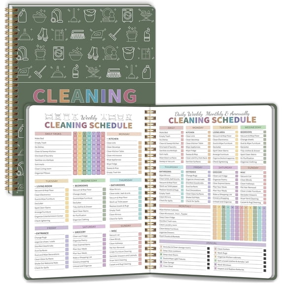 ADHD Cleaning Planner for Adults Women, Cleaning Schedule and Checklist Notebook, Cleaning and Organizing Planner, Daily Weekly Monthly Schedule Household Cleaning Checklist Planner