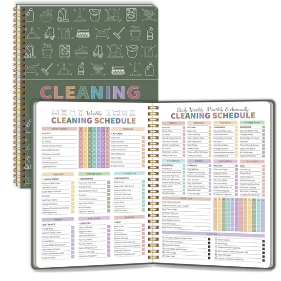 ADHD Cleaning Planner for Adults & Women – Daily, Weekly & Monthly Household Chore Schedule & Checklist Organizer, Family Cleaning Planner, DIY Home Improvement Notebook,cleaning calendar – Green