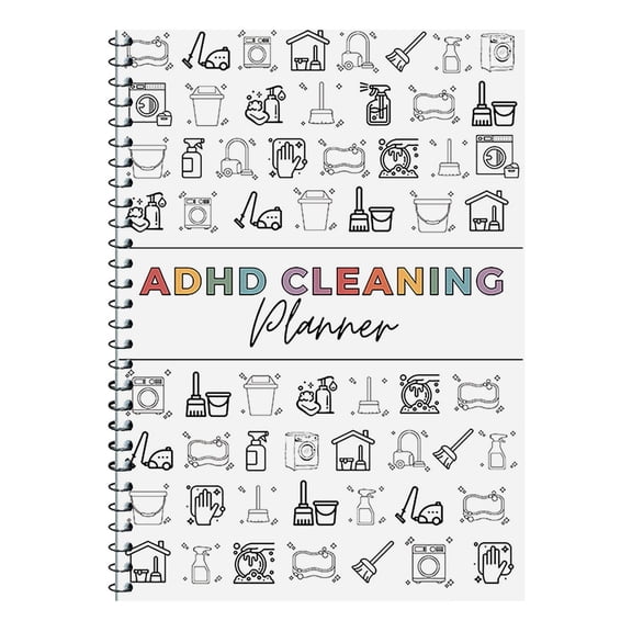 ADHD Cleaning Planner, Cleaning and Organizing Planner for Adults Women Mom, Household Cleaning Schedule and Checklist, Daily Weekly Monthly Chore Chart Notebook for Family Editable