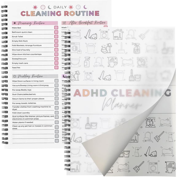 ADHD Cleaning Planner, Cleaning Plan Schedule and Checklist for Adults and Teens, Adhd Cleaning and Organizing Planner, Daily Weekly Monthly Checklist , Reusable DIY Household Cleaning Planner