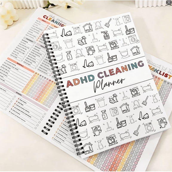 ADHD Cleaning Planner, Daily Weekly Monthly Household Cleaning Schedule Checklist Notebook, Chore Chart Organizer for Home Family