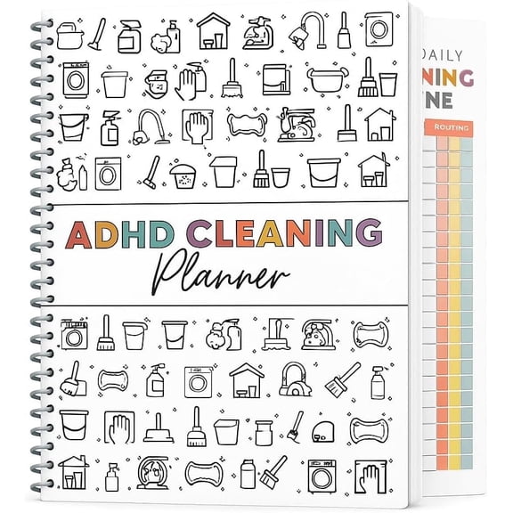 ADHD Cleaning Planner - Household Cleaning Schedule & Checklist Organizer for Adults & Teens – Daily, Weekly, & Monthly Tasks – Stress-Free Housework & Organizational Tool