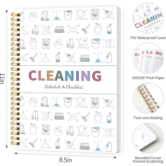 ADHD Cleaning and Organizing Tool Kit, ADHD Cleaning Planner, Focus-Friendly Cleaning Schedule Notebook, Home Cleaning Schedule Checklist White