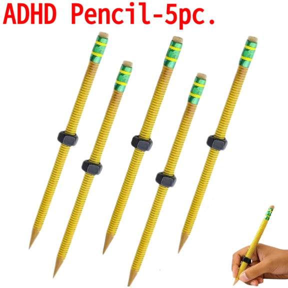 ADHD Pencil – 5-Pack Silent Threaded Fidget Writing Tools with Rotating Nut for Anxiety & Focus, Anti-Stress Graphite Pencils for Work, Study, and Quiet Environments