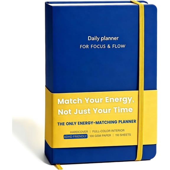 ADHD Planner for Adults Undated Daily Executive Function Planner with Energy Task Management & Focus Tools, B5 Hardcover Productivity Journal, Time Blindness & Neurodivergent Organizer