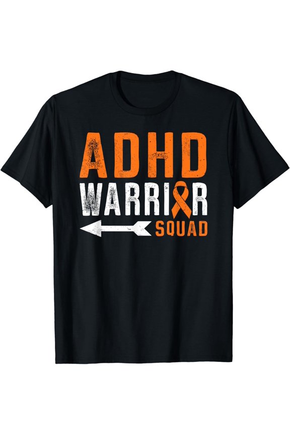 ADHD Warrior Squad Family Child Kids Orange Ribbon Awareness T-Shirt
