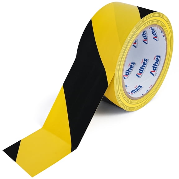 ADHES Black & Yellow Safety Tape, 2" x 35 Yards – High Visibility Hazard Tape for Floor Marking and Safety