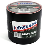 ADHES Black Duct Tape, 3 Rolls, 1.88 in x 35 yd, Heavy Duty, Waterproof, High-Strength, for Repairs, DIY, Industrial