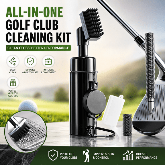 ADHINO Golf Club Cleaning Brush with Water Spray, Retractable Groove Cleaner Tool, Sharp Groove Pick, Portable Golf Accessories for All Clubs (Woods, Irons, Wedges, Putters