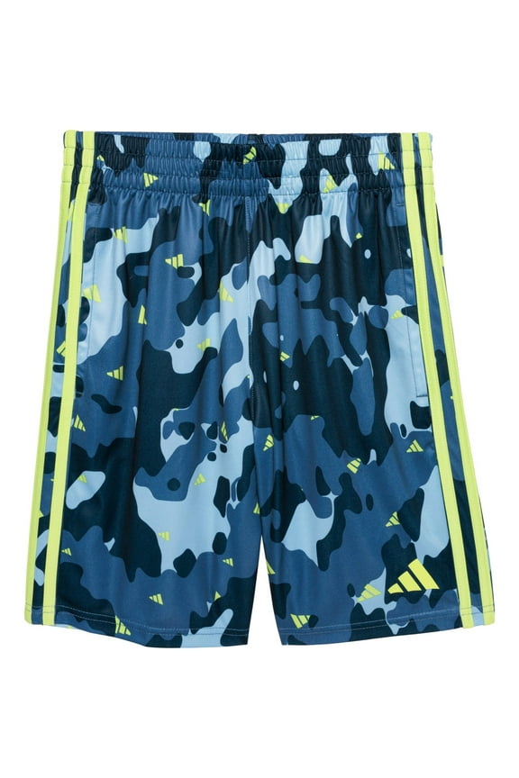BOYS SHORTS - 243 CAMO BLUE LIME SZ XLARGE 18 20 - SOCCER BASKETBALL
