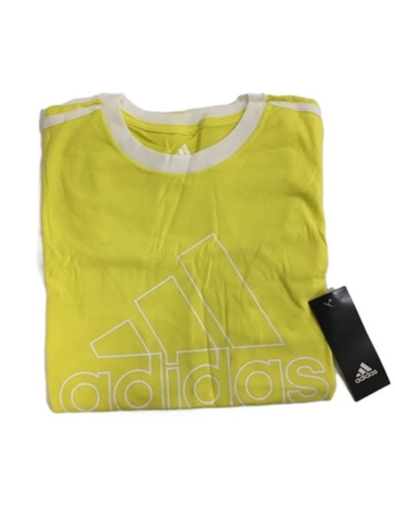 Big Boys 3 Stripes Graphic Logo Jersey T Shirt Yellow/White style AA6713 Sz Large