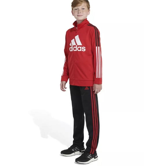 ADIDAS Big Boys Red Tricot Jacket and Track Pant, 2-Piece Set, XL,(18/20)