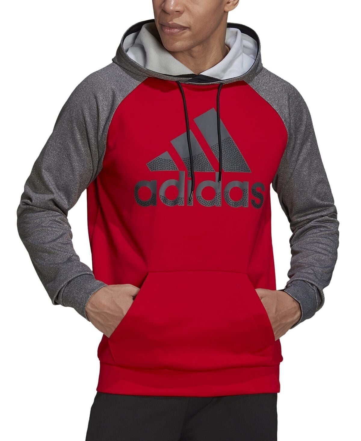 ADIDAS Men's Game and Go Big Logo Raglan Fleece Hoodie Red Size XL