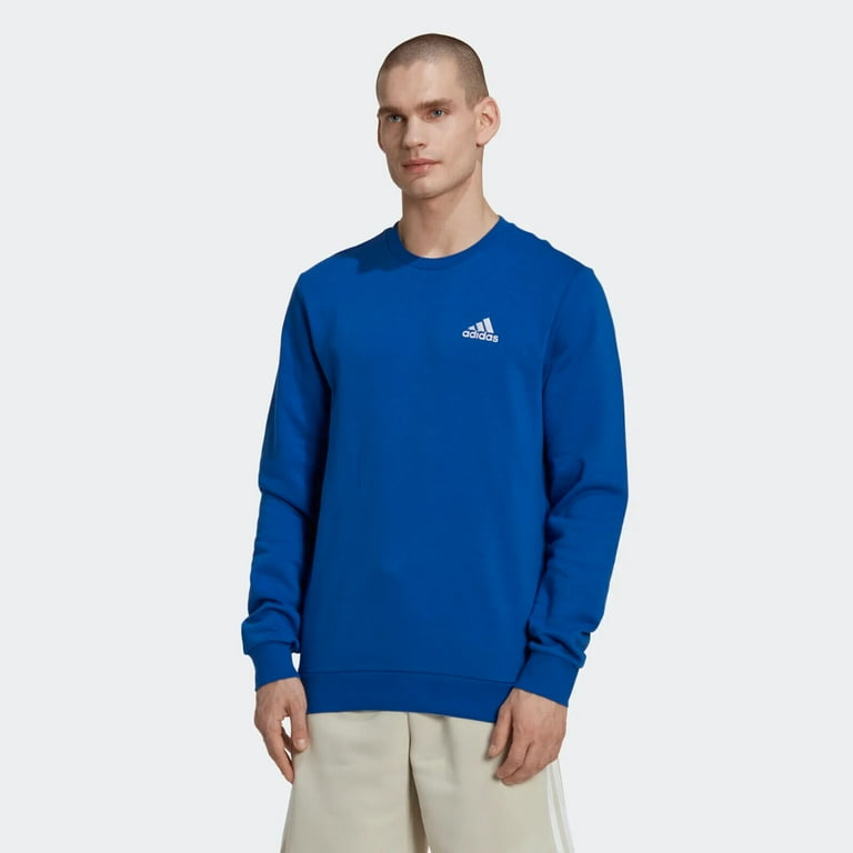 ADIDAS Men s Royal Blue Size L Feel Cozy Fleece Essentials Sweatshirt B4HP Walmart
