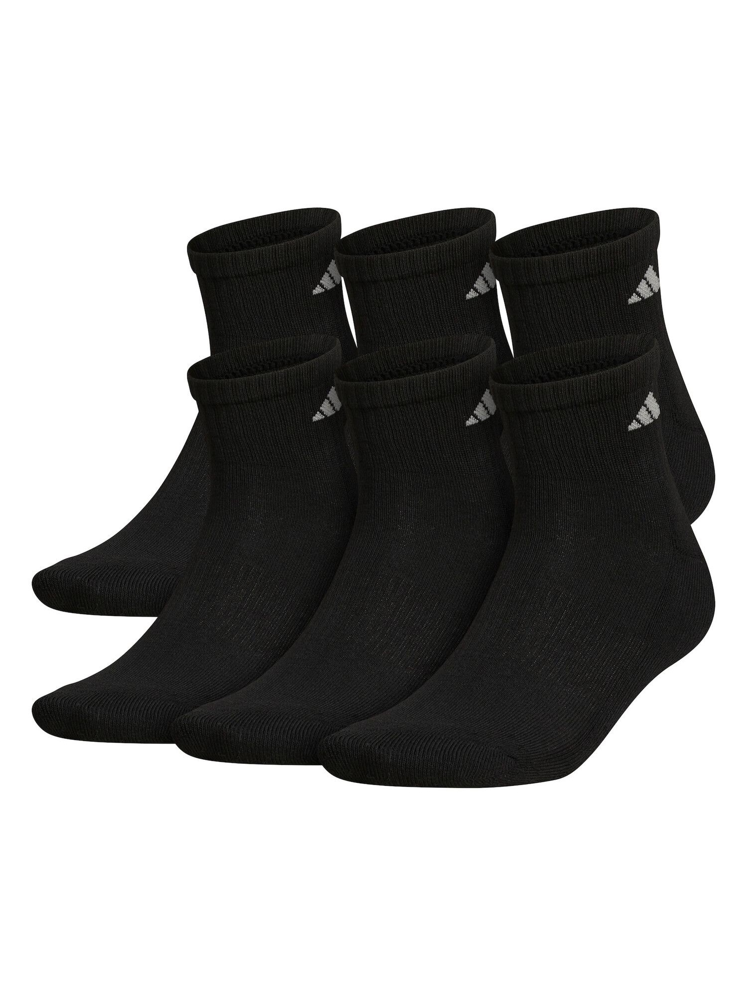 ADIDAS Mens 6 Pack Black Logo Casual Ankle Socks 12-15 - image 1 of 7