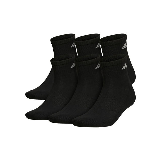 ADIDAS Mens 6 Pack Black Logo Casual Ankle Socks 12-15