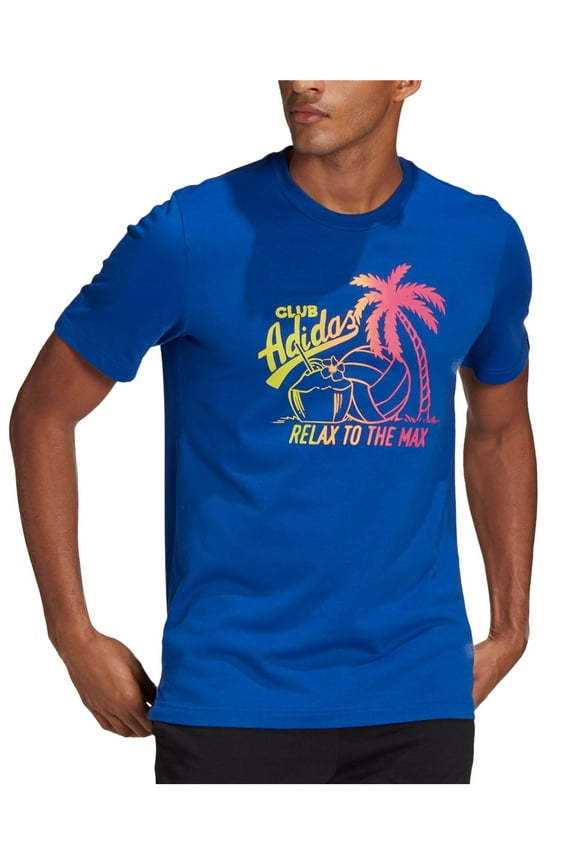 Mens Aeroready Vacation Blue Logo Graphic Classic Fit Moisture Wicking T-Shirt XL