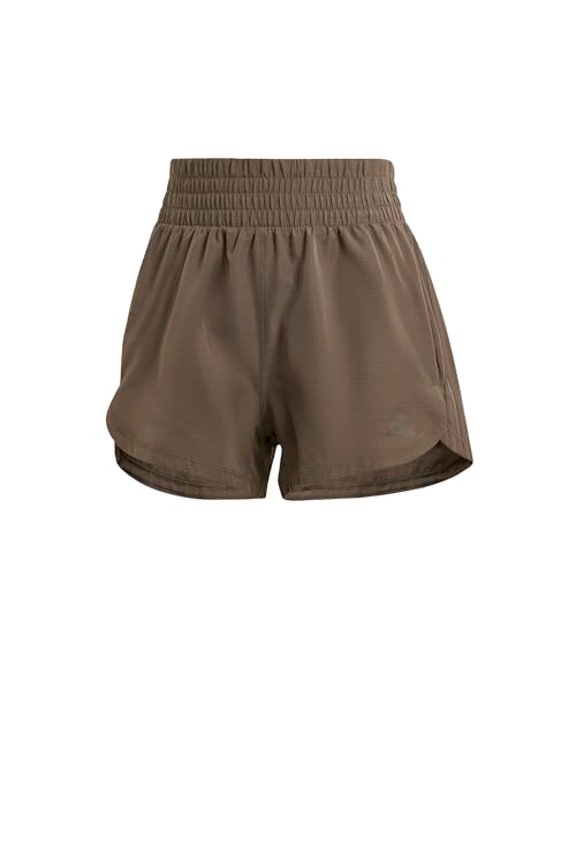 WOMEN'S PACER TRAINING 3-STRIPES WOVEN HIGH SHORTS SIZE L - SHADOW OLIVE