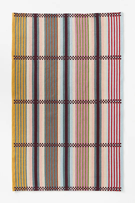 ADIL RUGS Polyester Checks and Striped Boca Flatwoven Indoor/Outdoor ...