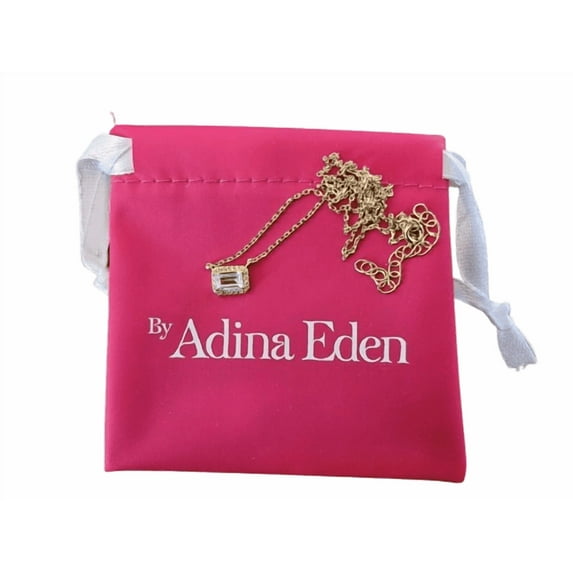 ADINA EDEN Pave Outlined Baguette Solitaire Pendant Necklace