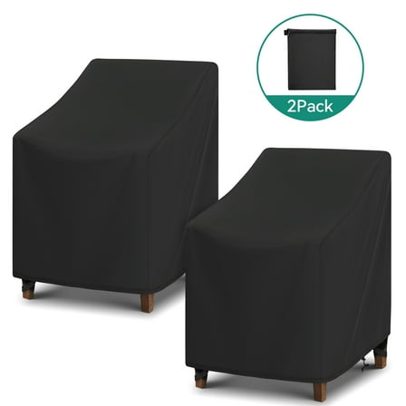 Adiqo Patio Swivel Lounge Chair Covers Waterproof, 2 Pack Outdoor Rocking Chair Covers set for Patio Lawn Garden Wicker Furniture, 29"W x 30"D x 36"H, Black