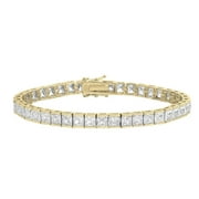 ADIRFINE 18K Gold Plated Square Princess Cut Cubic Zirconia Tennis Bracelet