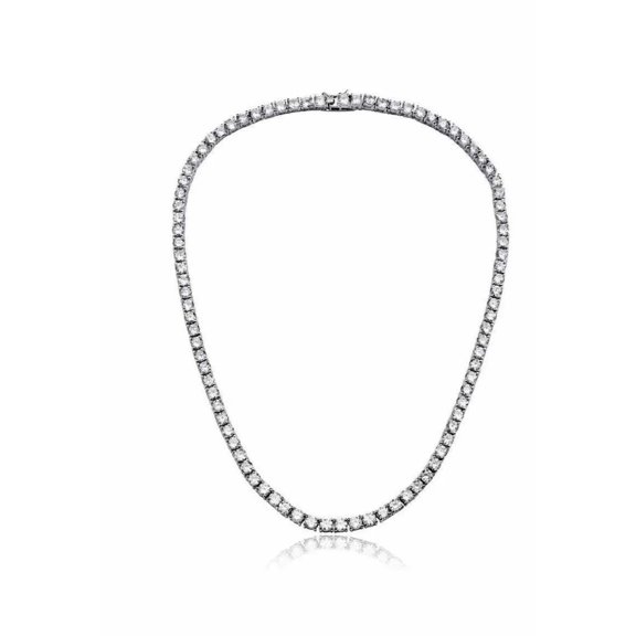 ADIRFINE 18K White Gold Plated Cubic Zirconia Choker Tennis Necklace