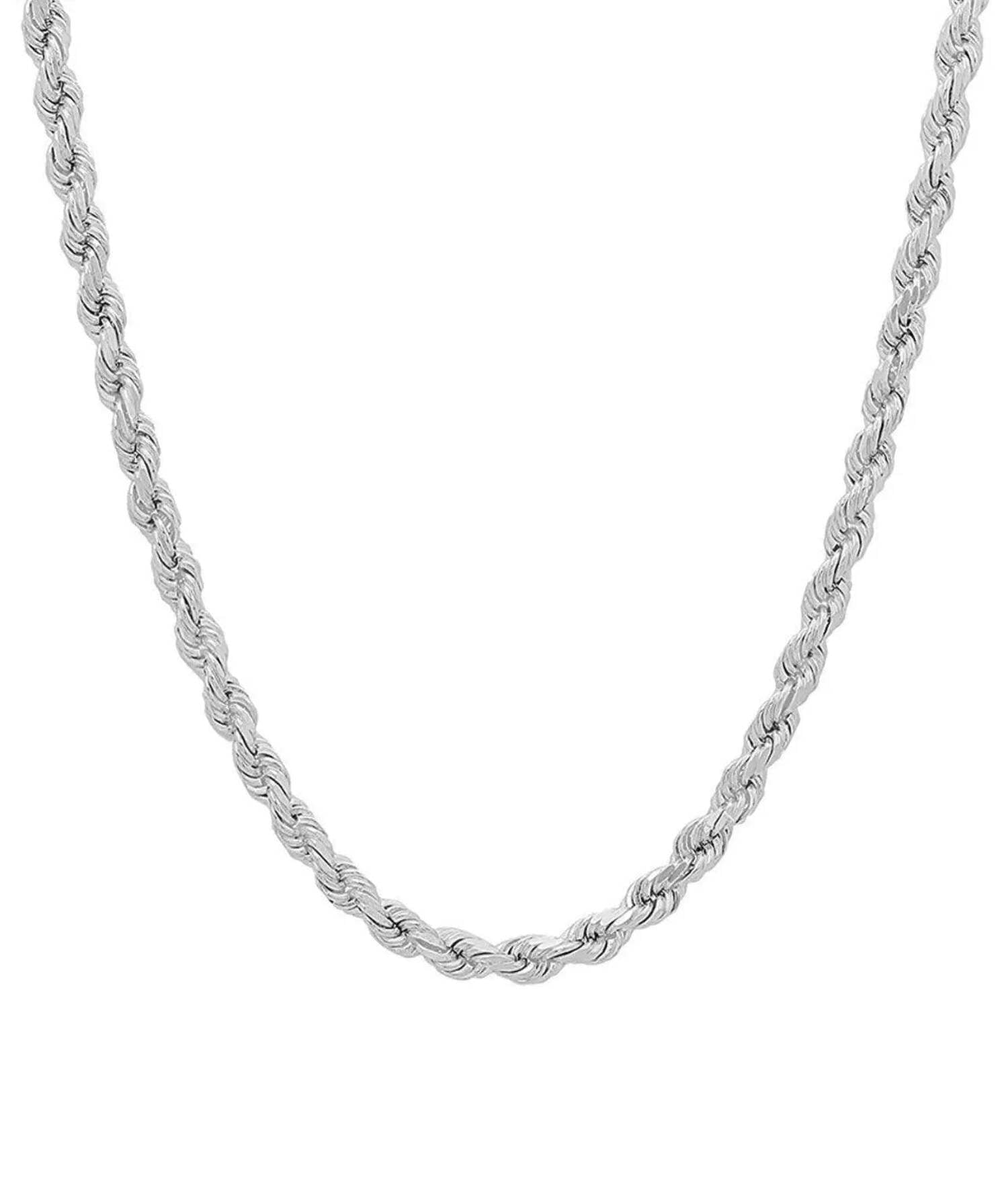Men s Sterling Silver 4mm Italian Rope Chain Necklace 16 30 Inch Walmart