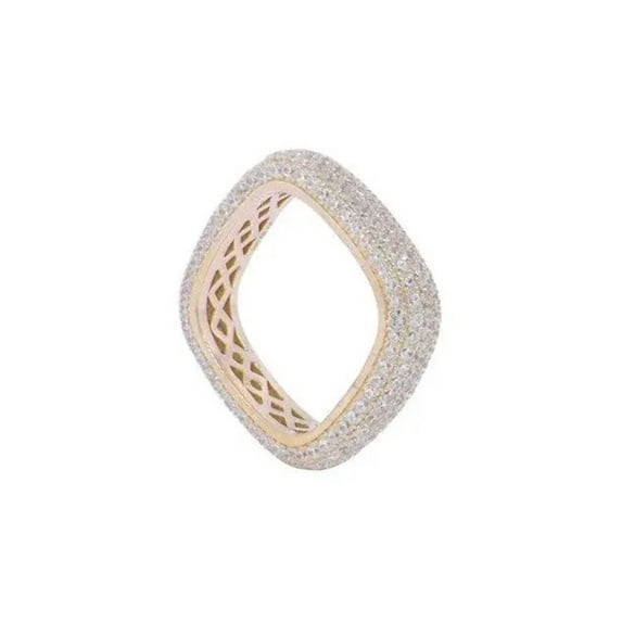 ADIRFINE 925 Solid Sterling Silver Cubic Zirconia 3MM Square Eternity Band