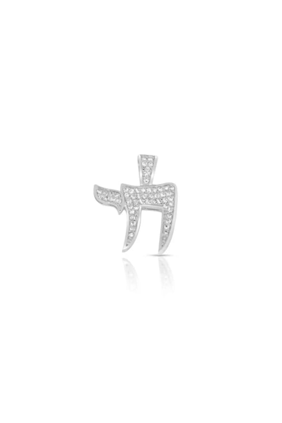 925 Solid Sterling Silver Cubic Zirconia Chai Life Charm