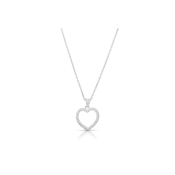 ADIRFINE 925 Solid Sterling Silver Cubic Zirconia Heart Charm