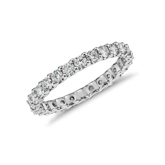 ADIRFINE 925 Sterling Silver 2.5MM Round Cubic Zirconia Eternity Ring
