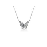ADIRFINE 925 Sterling Silver Butterfly Charm Adjustable Choker Necklace
