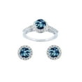 thumbnail image 1 of ADIRFINE 925 Sterling Silver Colored Cubic Zirconia Halo Ring Earrings Set, 1 of 5