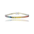 thumbnail image 1 of ADIRFINE 925 Sterling Silver Gold Plated Round Multi Colored CZ Tennis Bracelet, 1 of 5