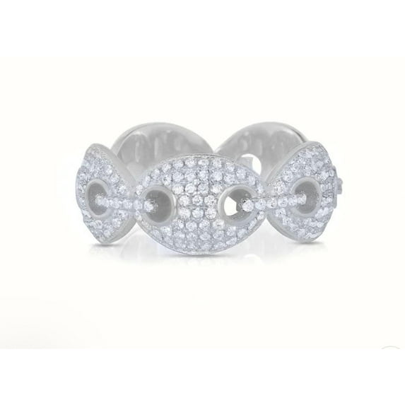 ADIRFINE 925 Sterling Silver Mariner Link Cubic Zirconia Ring