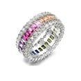 thumbnail image 1 of ADIRFINE 925 Sterling Silver Multi Colored Cubic Zirconia Eternity Band Ring, 1 of 5