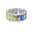 thumbnail image 1 of ADIRFINE 925 Sterling Silver Multi Colored Emerald Cut CZ Eternity Band Ring, 1 of 4