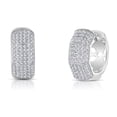 thumbnail image 1 of ADIRFINE 925 Sterling Silver Pave Cubic Zirconia Huggie Hoop Earrings, 1 of 3