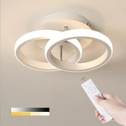 ADISUN LED Ceiling Light 2 Rings Flush Mount LED Ceiling Lights Fixture Dimmable with Remote Control Aluminum Lighting Fixture, White