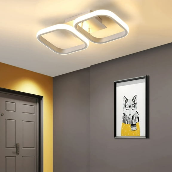 ADISUN LED Ceiling Light 2 Square LED Flush Mount Lamp Modern Ceiling Lights Fixtures for Living Room Bedroom Corridor Balcony Warm Light, White