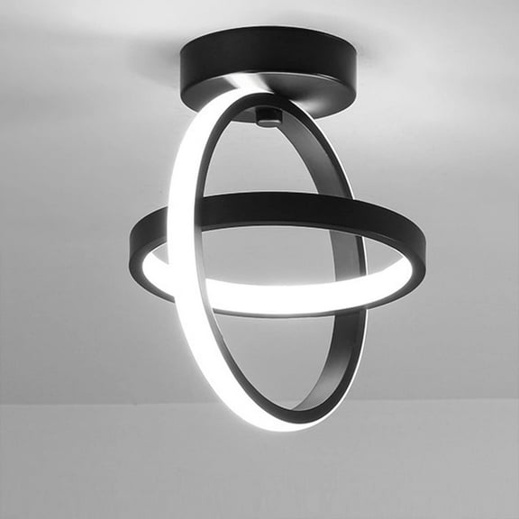 ADISUN LED Ceiling Light Modern Flush Mount Fixture Ceiling Lamp Black Circle(Cool Light)