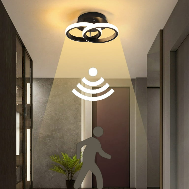 ADISUN LED Motion Sensor Ceiling Light Warm White Ceiling Lamp Modern Litghing Fixture for Garages Hallway Aisle Porch Corridor Entrance Black Walmart