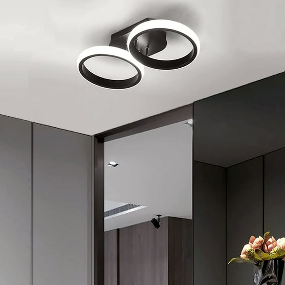 ADISUN Modern Black Led Ceiling Light Fixtures, Round Flush Mount Ceiling Lamp for Kitchen Hallway Aisle Balcony Stair Bedroom (Cool White,6000K)