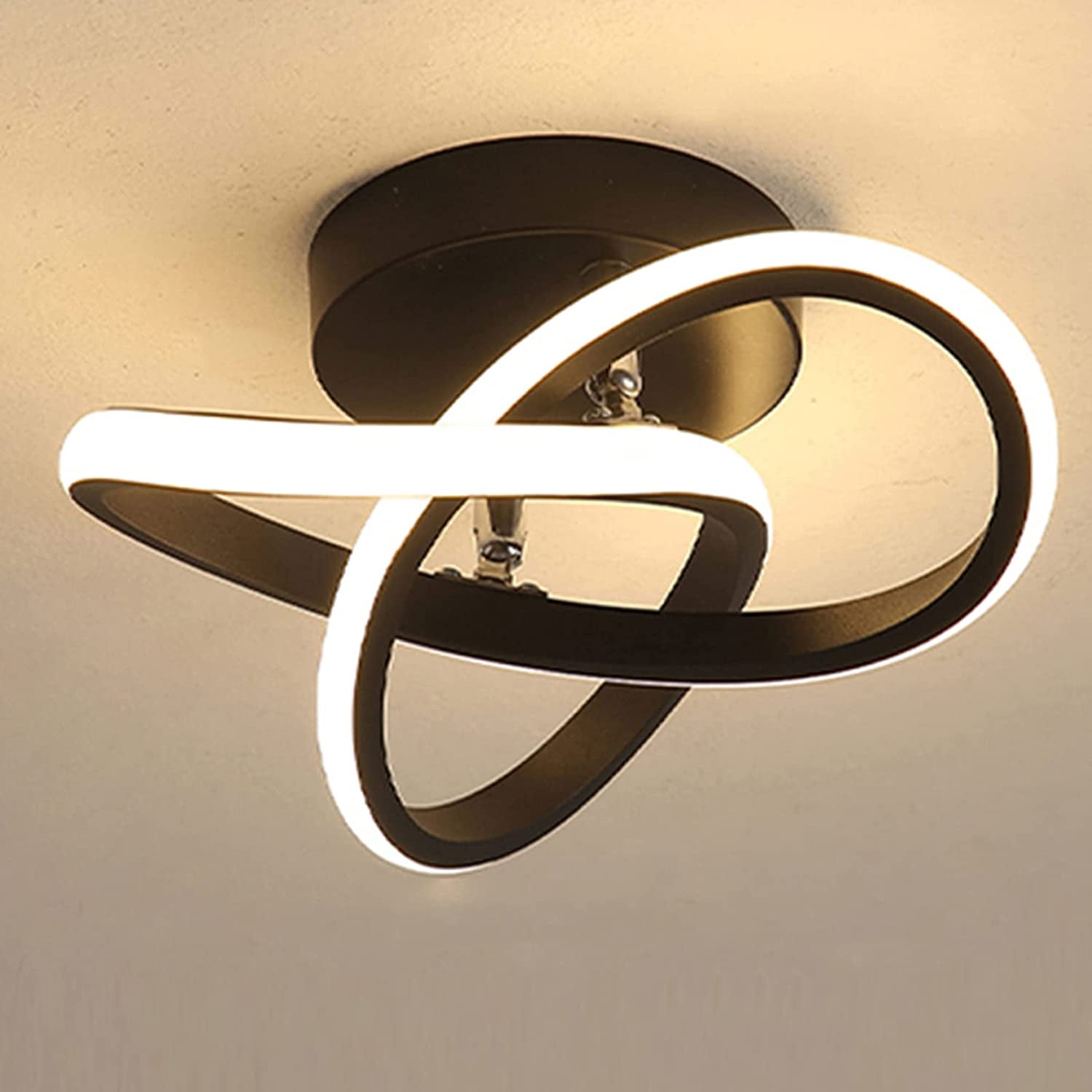 ADISUN Modern LED Flush Mount Ceiling Light, Aluminum Acrylic Lampshade, Warm White 3000K 22W 110V (Black)